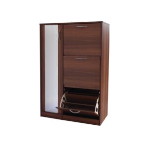 SHOE CABINET W/MIRROR 80X39X120CM WALNUT SHOE CABINET W/MIRROR 80X39X120CM WALNUT